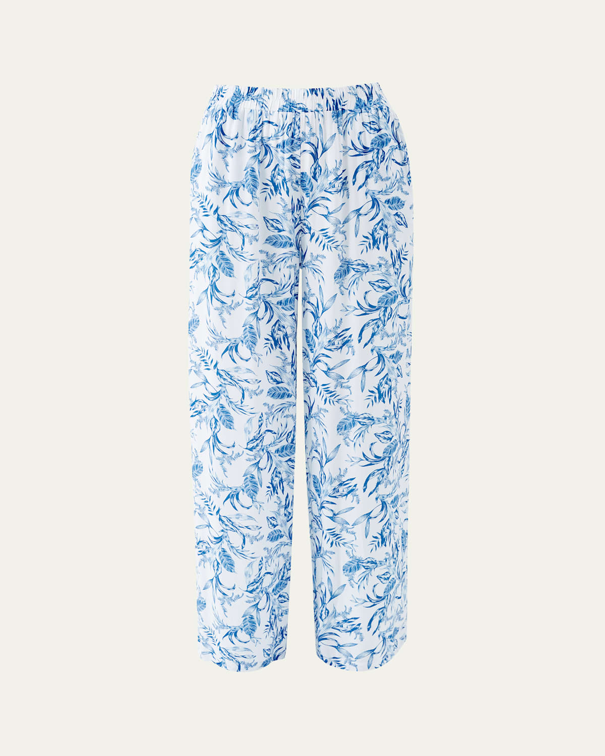Melissa Odabash Olivia Straight-leg Trousers In Blue Leaf