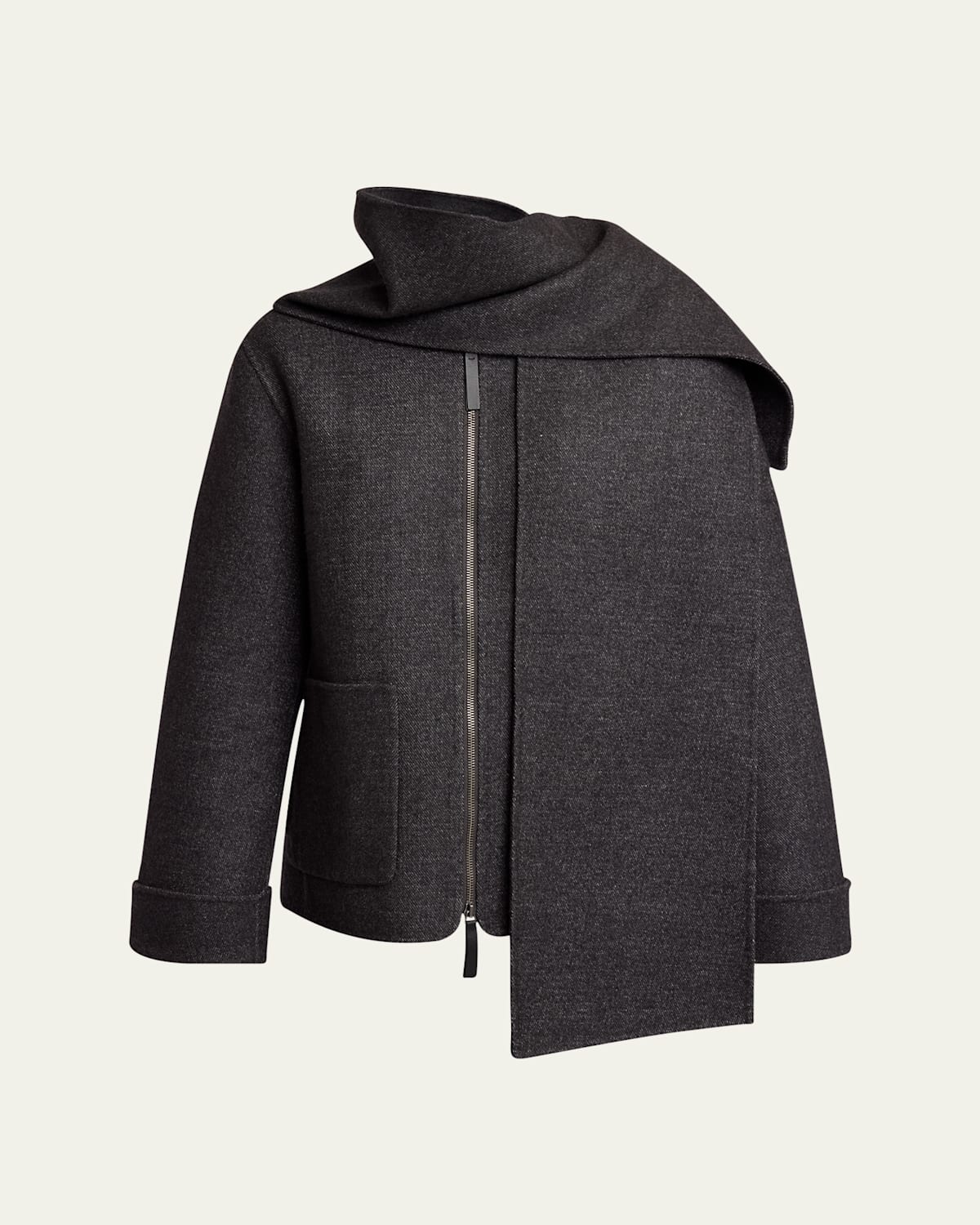 PROENZA SCHOULER WHITE LABEL SORAYA DOUBLE-FACE WOOL JACKET WITH DETACHABLE SCARF 