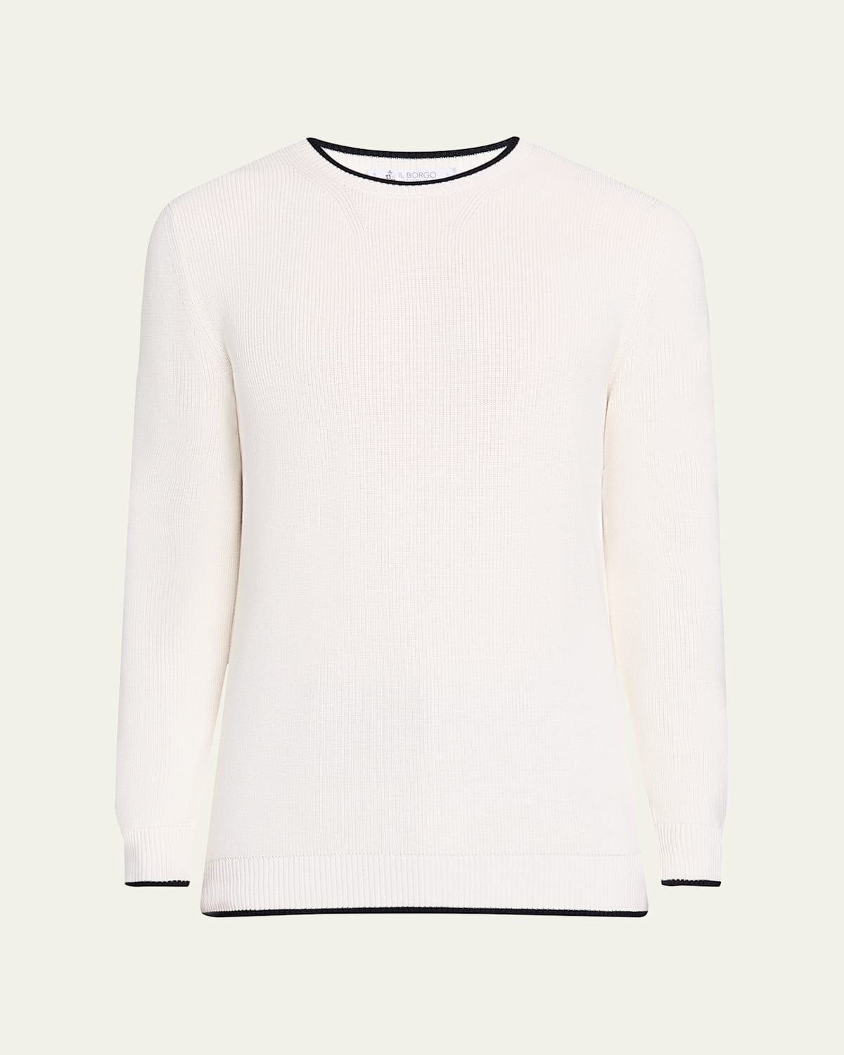 Men's Tipped Silk-Cotton Rib Sweater