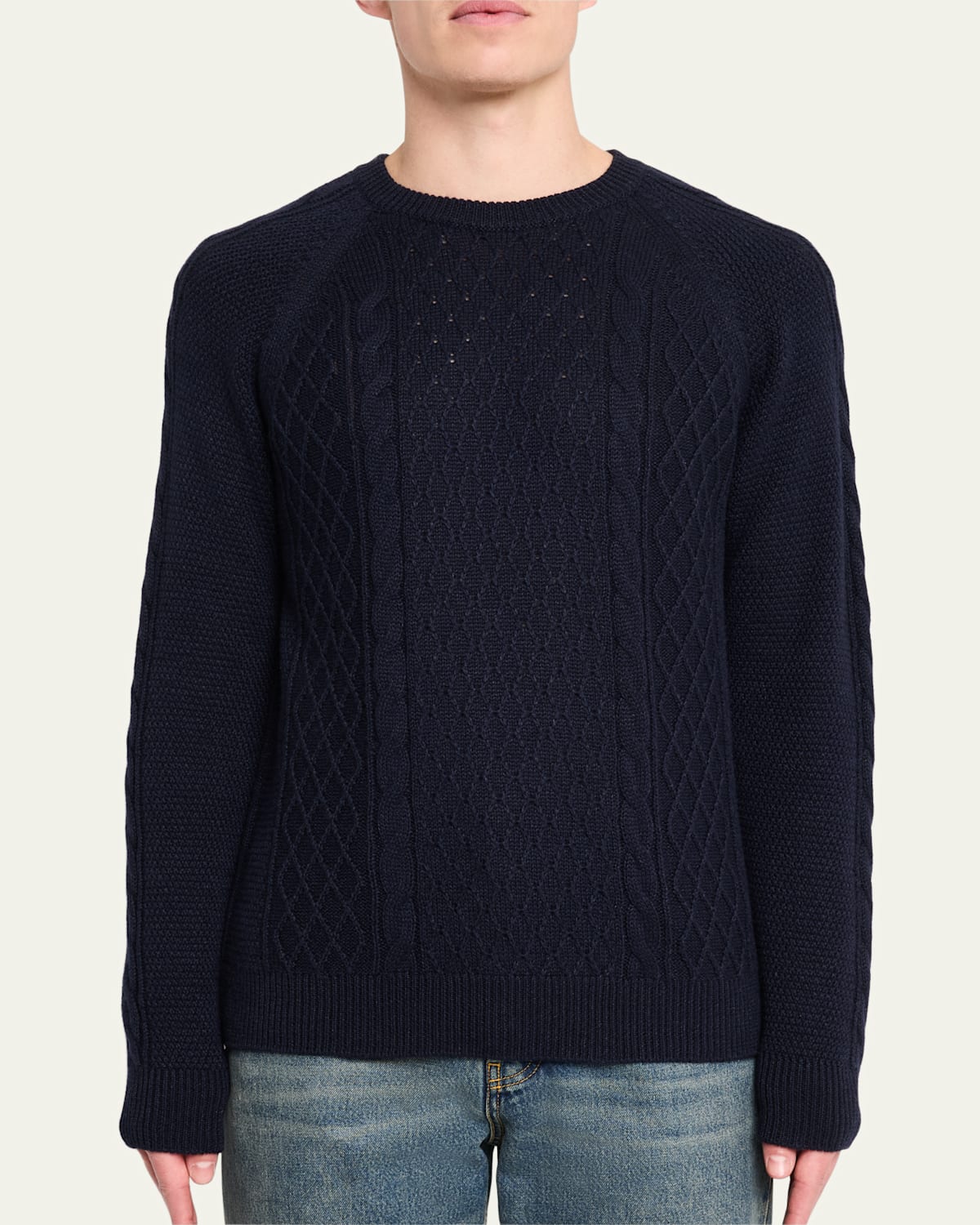 Men's Aran Linen-Cashmere Sweater