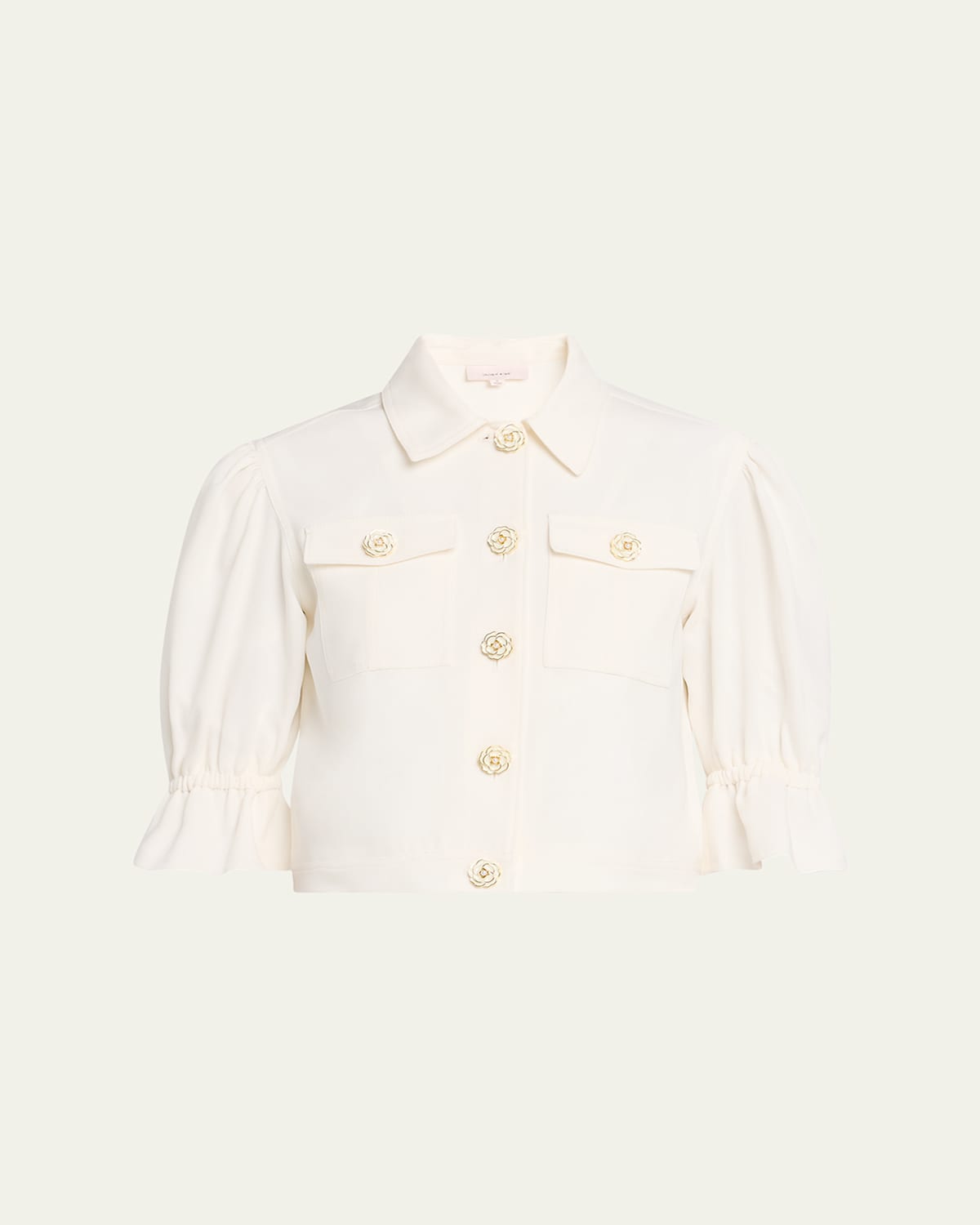 Cinq À Sept Julieta Flower Button Crop Jacket In White