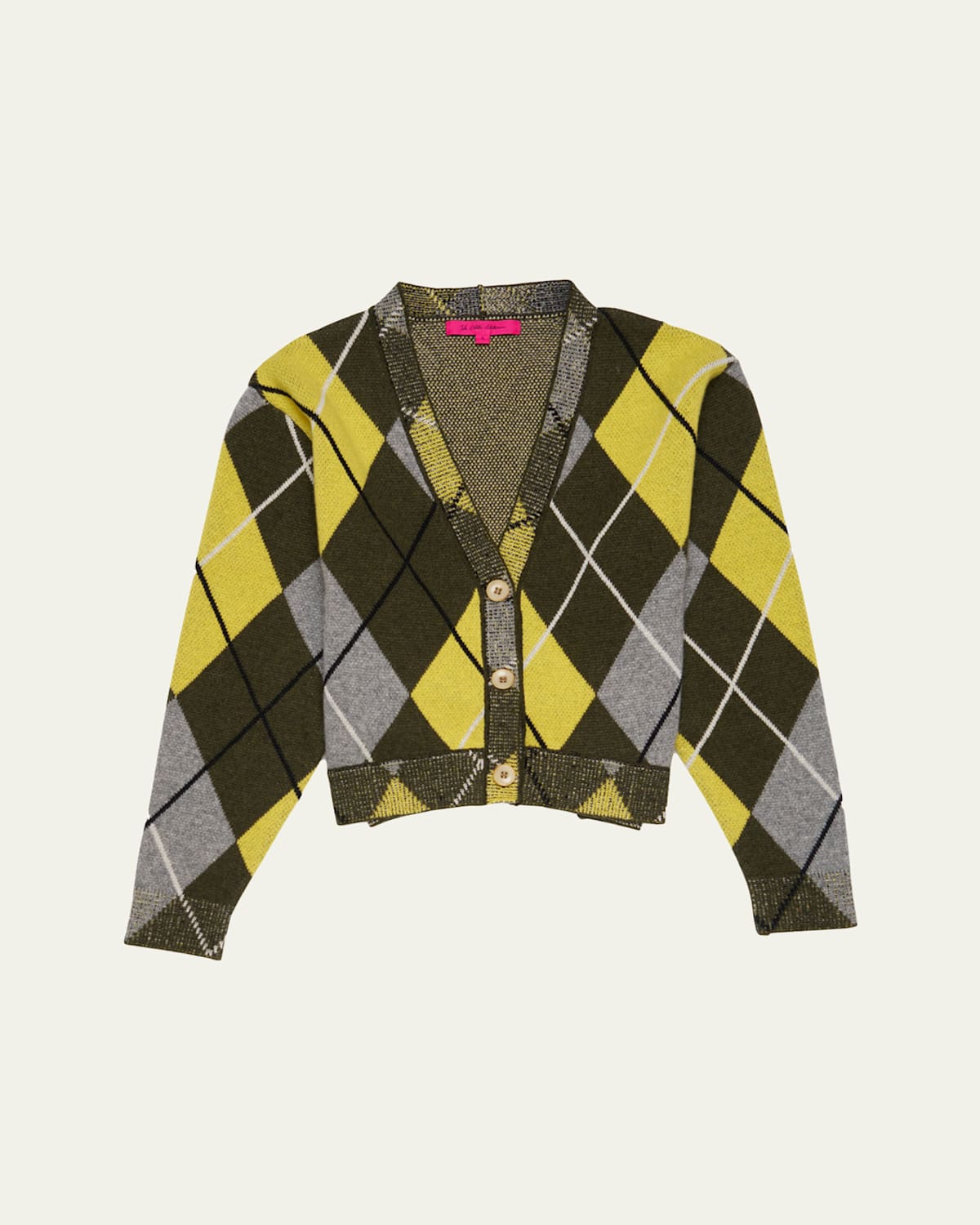 The Elder Statesman Argyle Cashmere Cardigan In Nwolgrnw