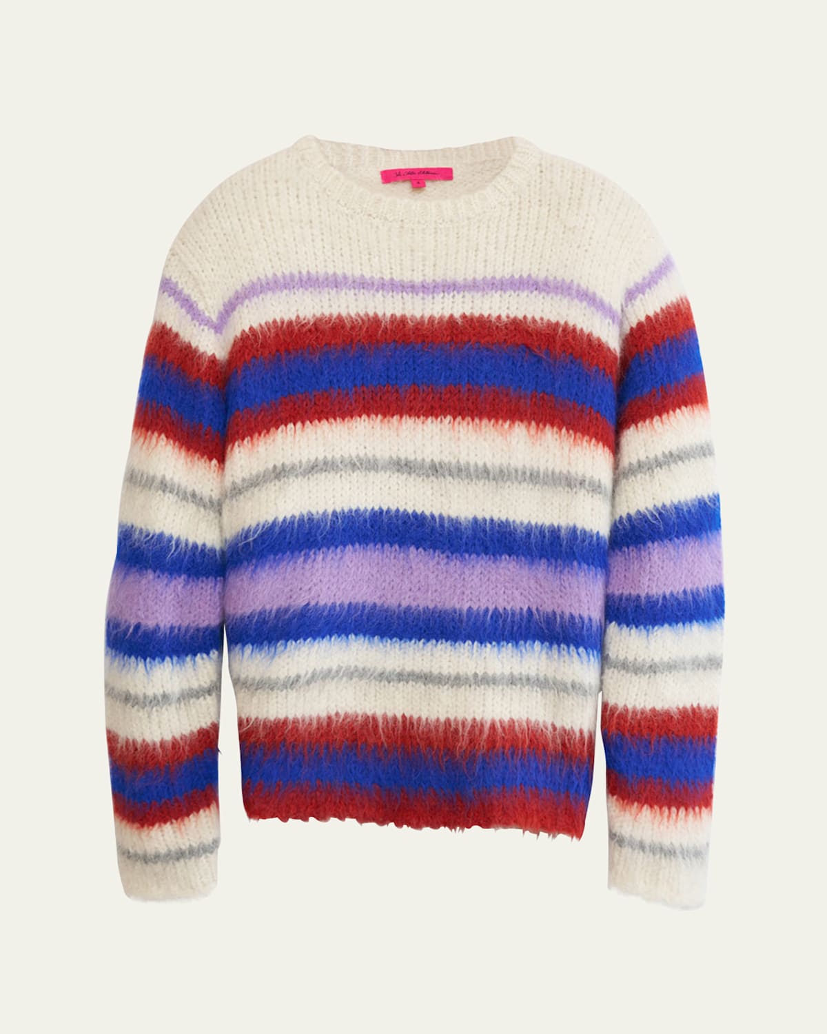 The Elder Statesman Thistle Vineyard Brushed Striped Alpaca-blend Sweater In Ivrprssp