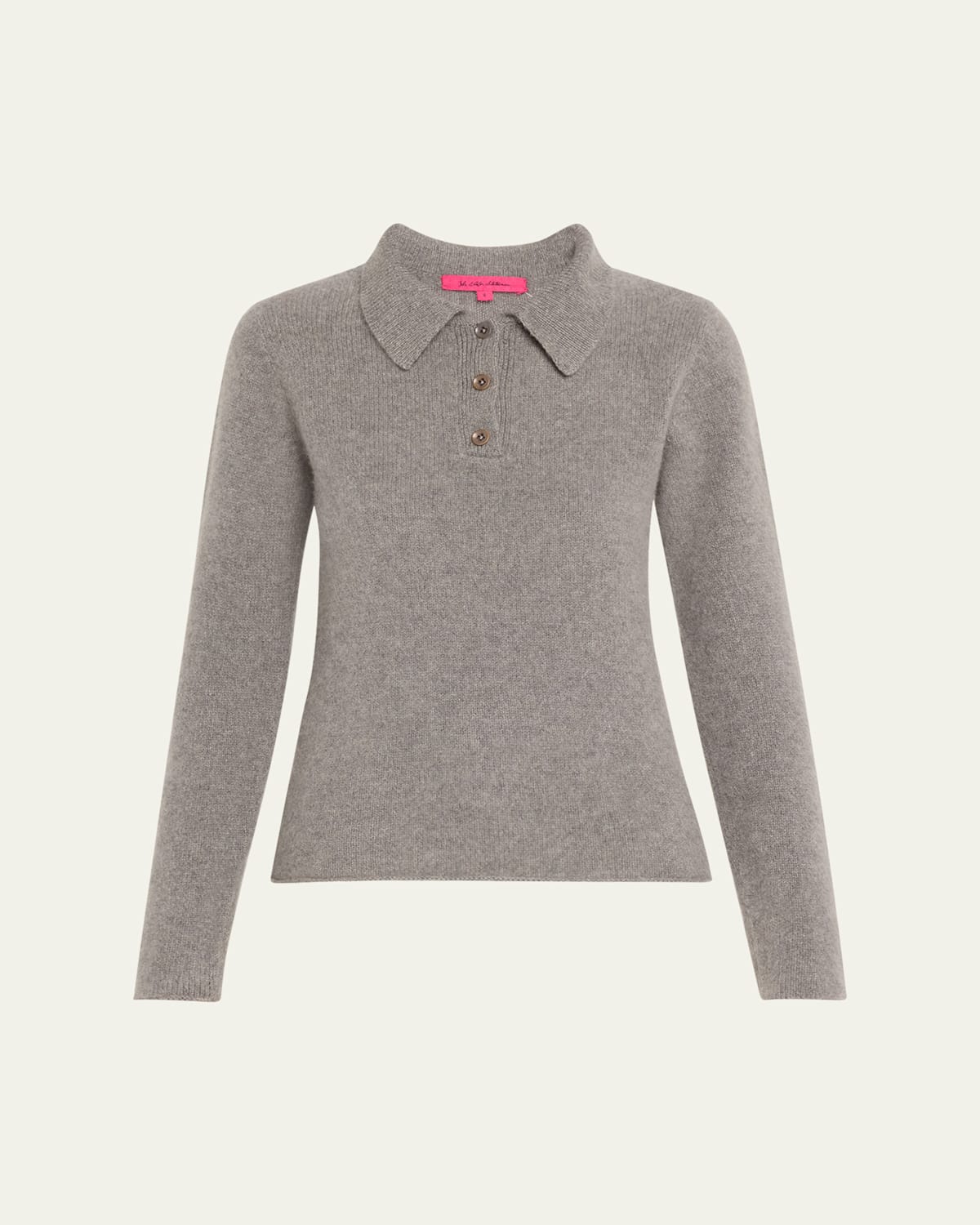 Shop The Elder Statesman Fitted Polo Cashmere Sweater In Lightgrey