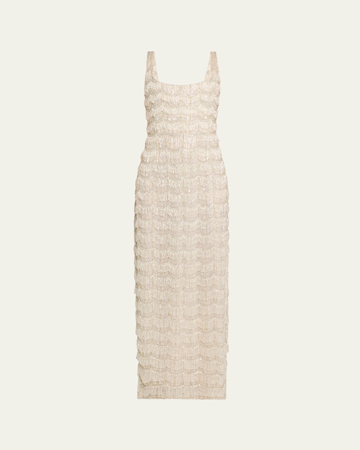 Sadie Scallop Beaded Sleeveless Long Gown