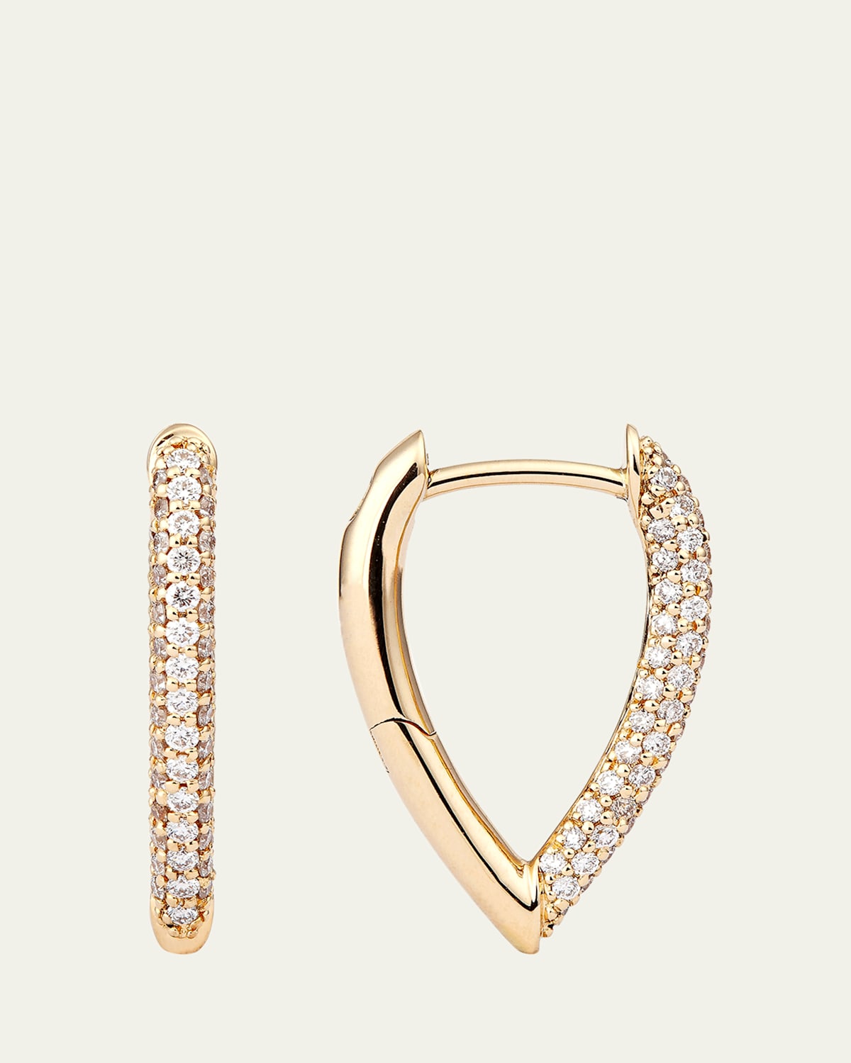 18K Yellow Gold Drop Link Pave Earrings, Mini, 18mm