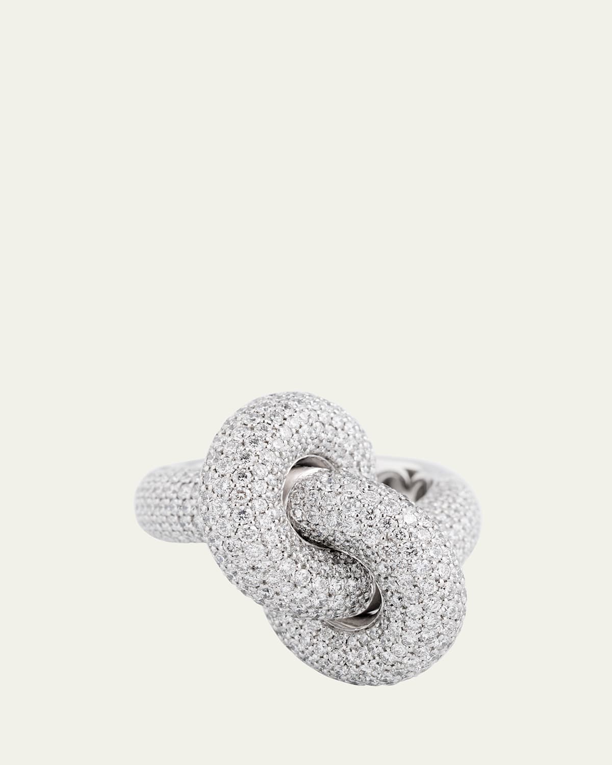 18K White Gold The Legacy Knot Pave Diamond Statement Ring, Big