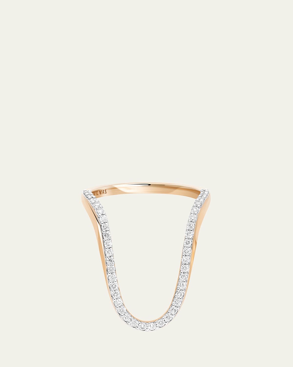 18K Rose Gold Radiant Half Pave Diamond Ring