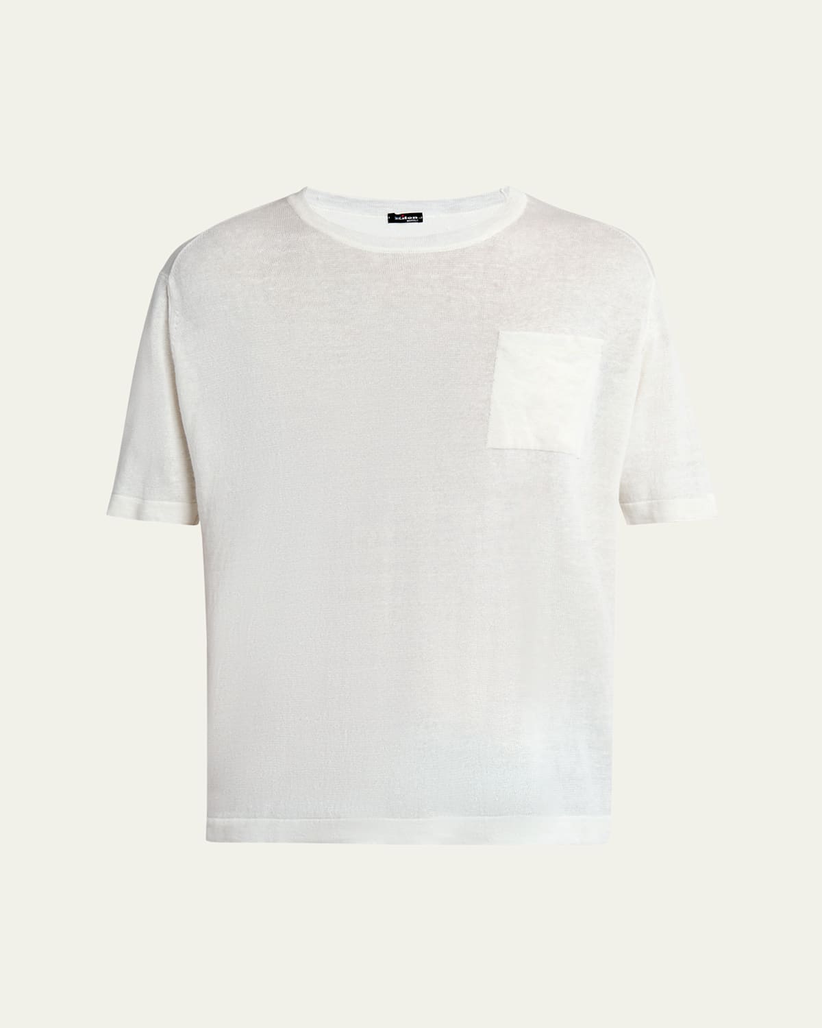 KITON MEN'S COTTON AND LINEN POCKET T-SHIRT 