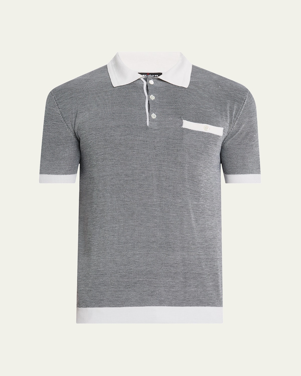 Kiton Men's Birdseye Silk And Cotton Polo Shirt