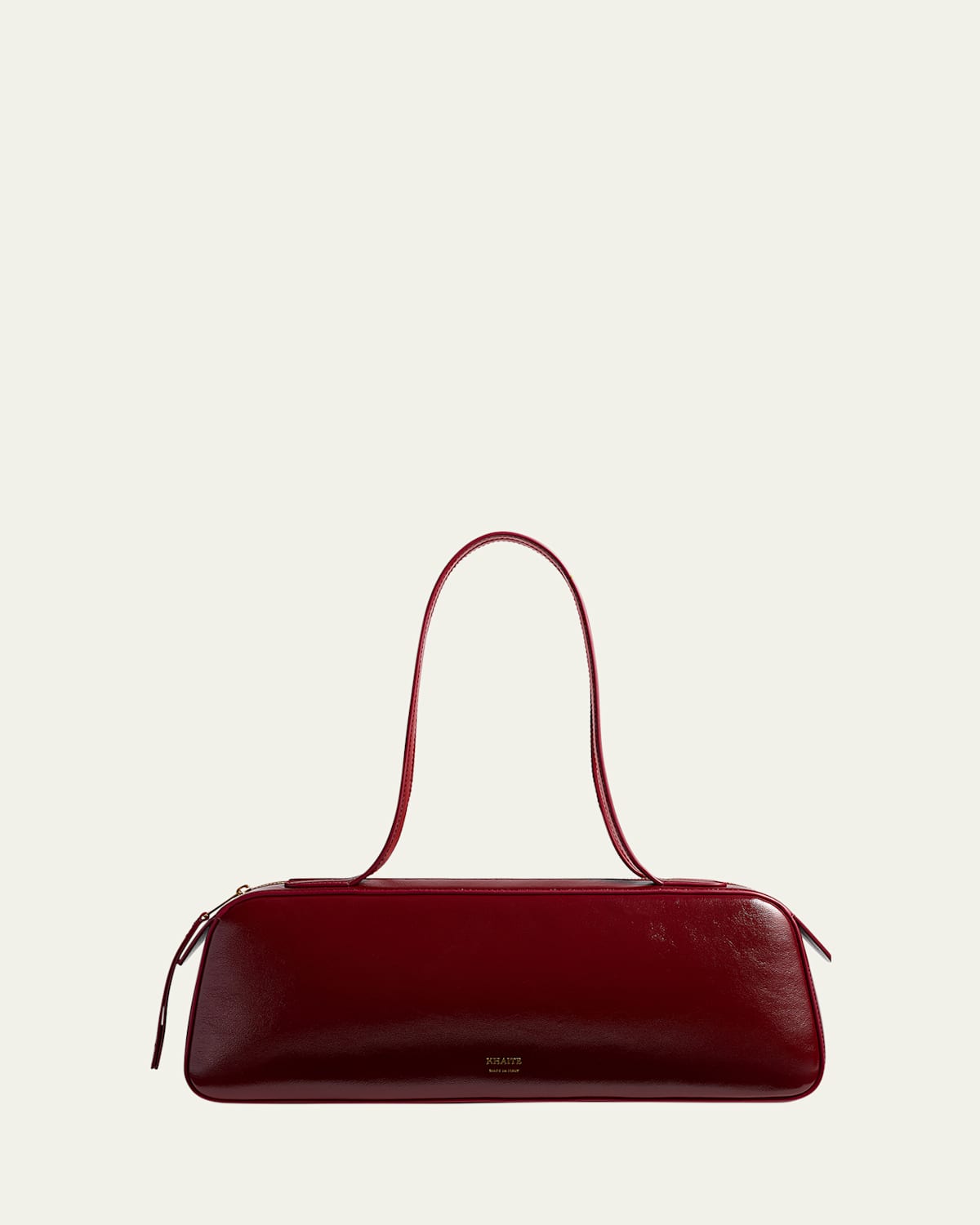 Khaite Simona Crackle Patent Leather Shoulder Bag In Burgundy