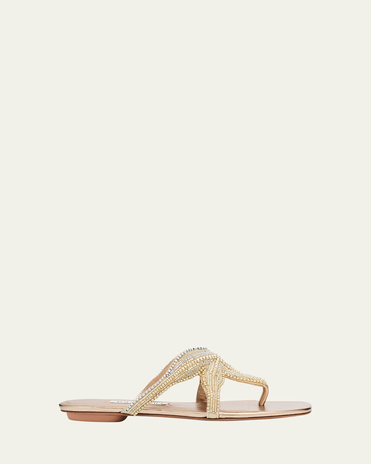 Pearly Beaded Flat Thong Sandals