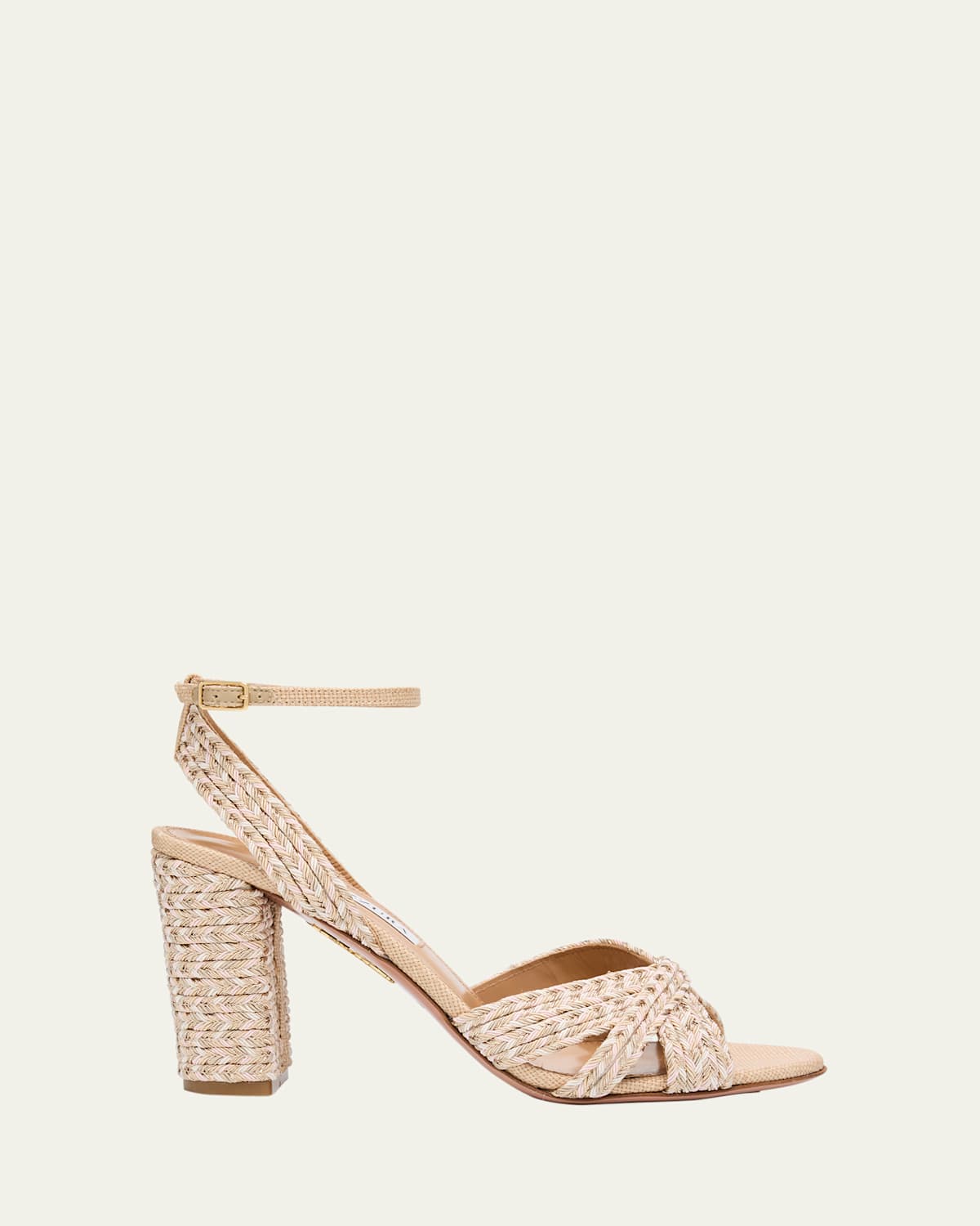 Aquazzura Sundance Woven Ankle-strap Sandals In Multi Natural