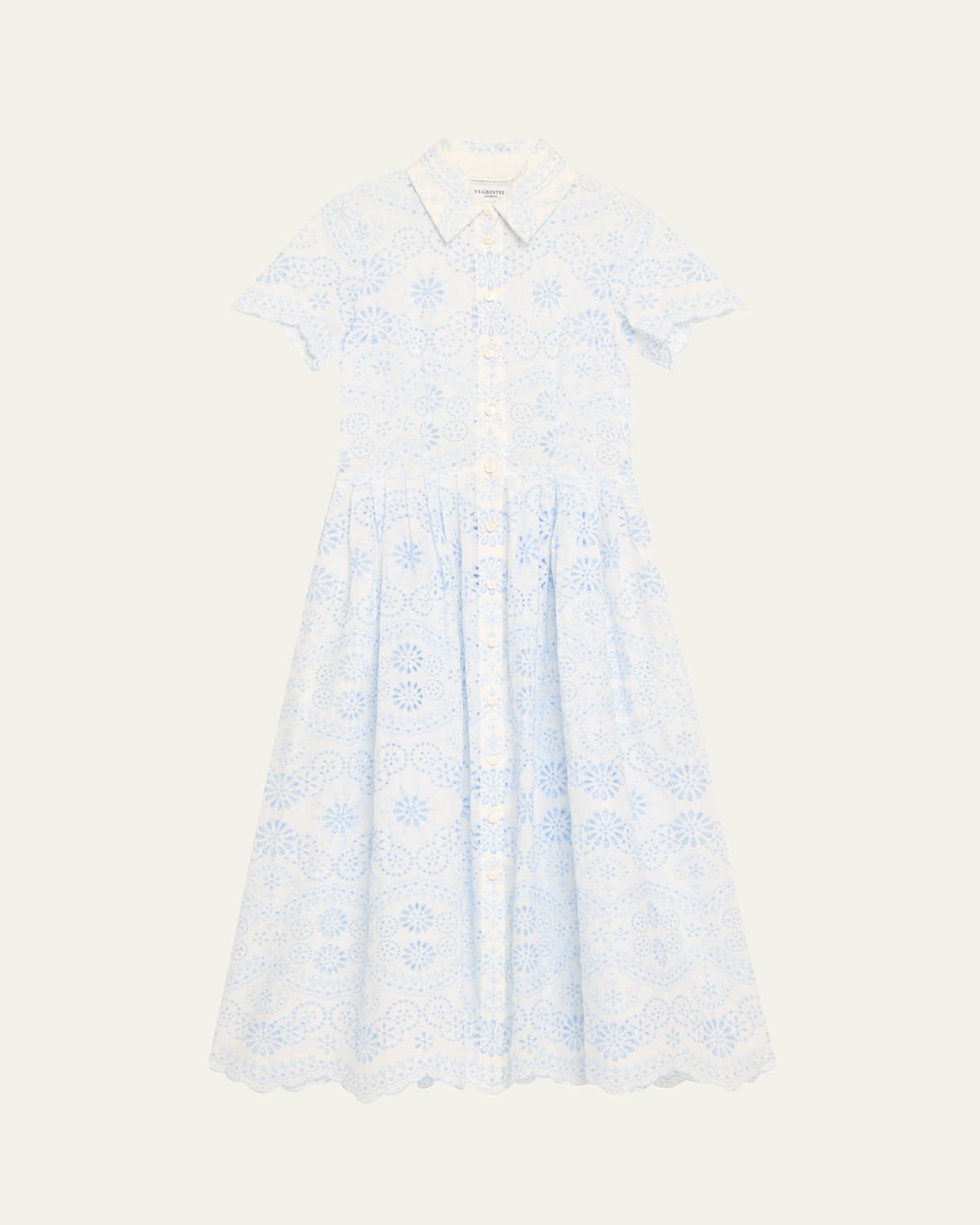 Nellie Eyelet-Embroidered Linen Midi Shirtdress