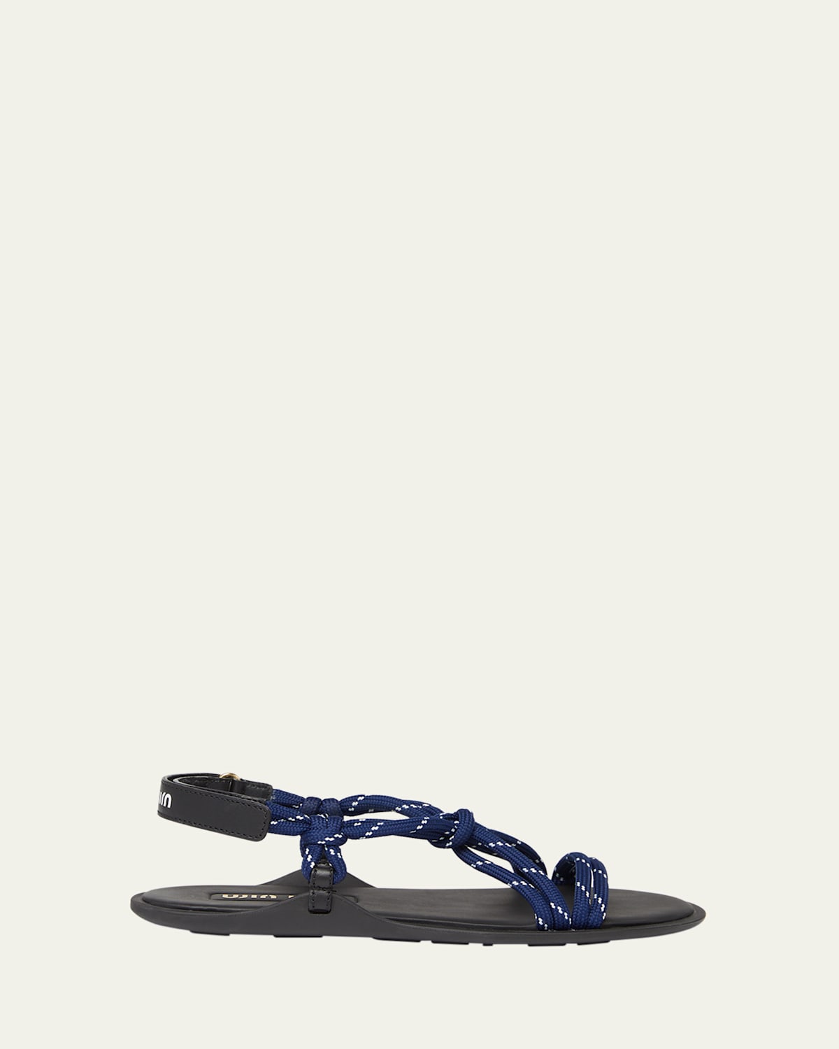 Miu Miu Nastro Cross Rope Grip-strap Sandals In Baltico