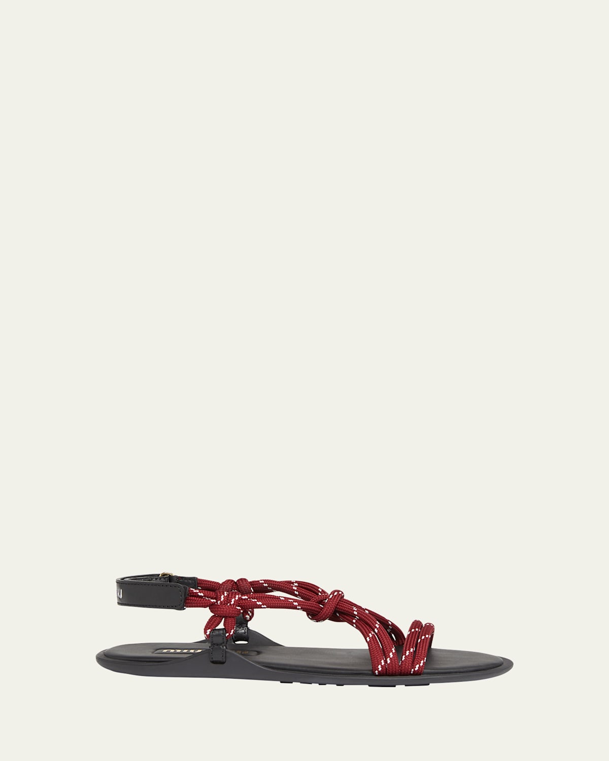 Miu Miu Nastro Cross Rope Grip-strap Sandals In Amaranto