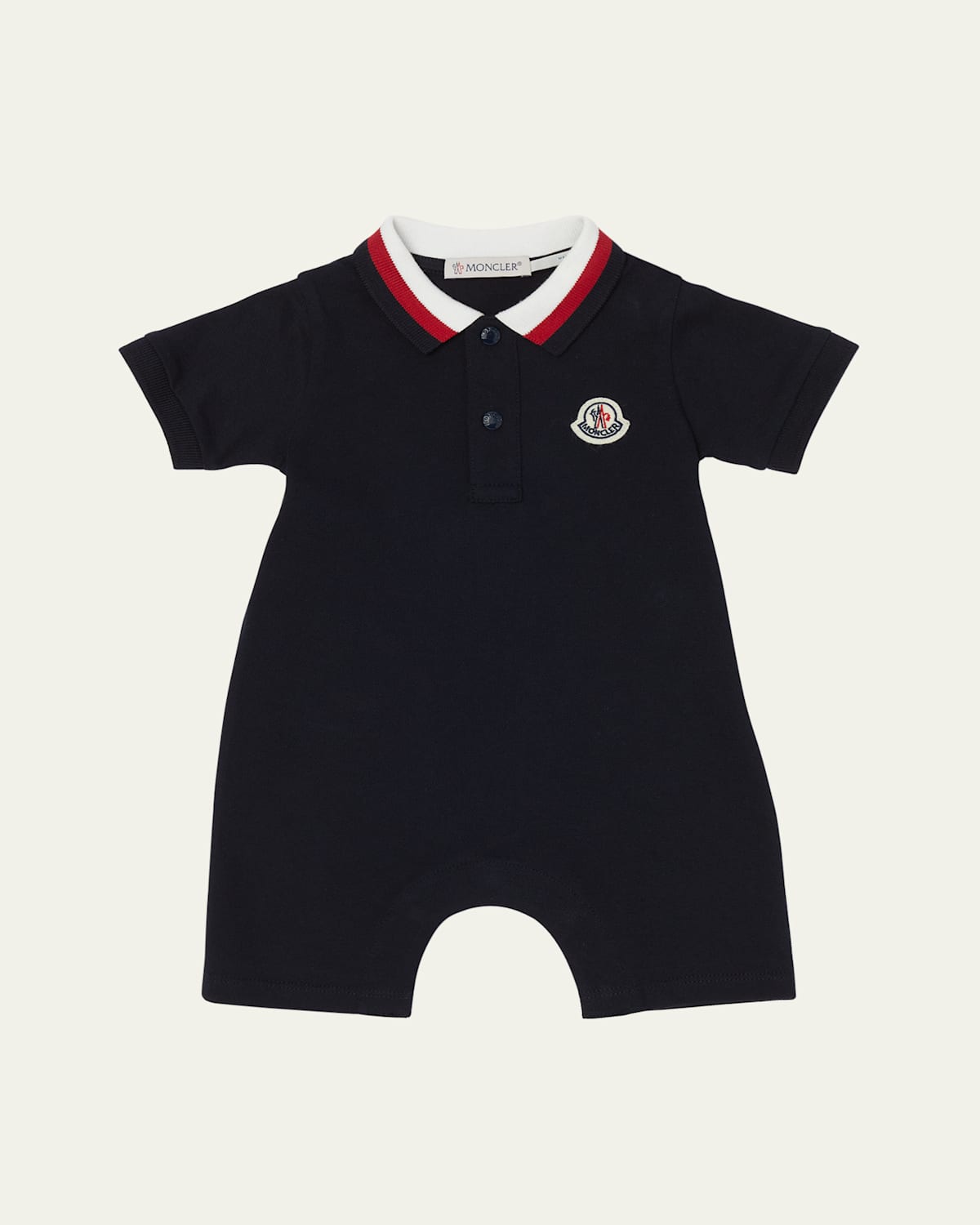 Moncler Boy's Pique Polo Playsuit In Navy Blue
