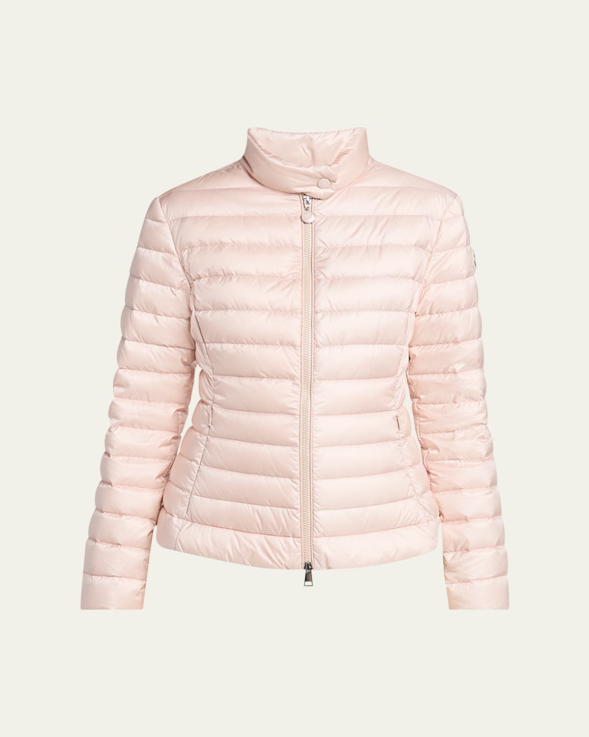Moncler Abderos Short Tech Down Jacket In Light Pink