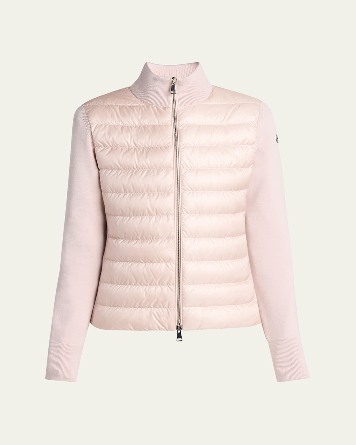 Shop Moncler Padded Wool Cardigan In Black