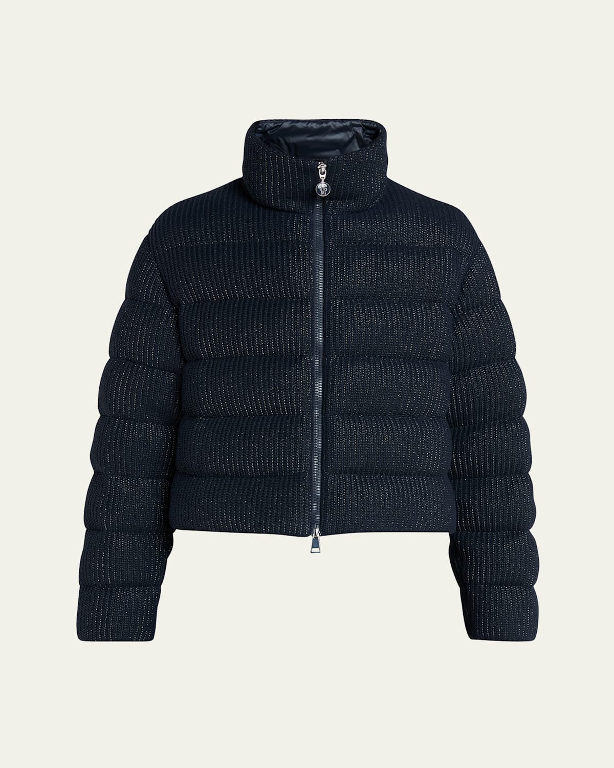Moncler Thoiry Sparkly Down Puffer Jacket In Navy