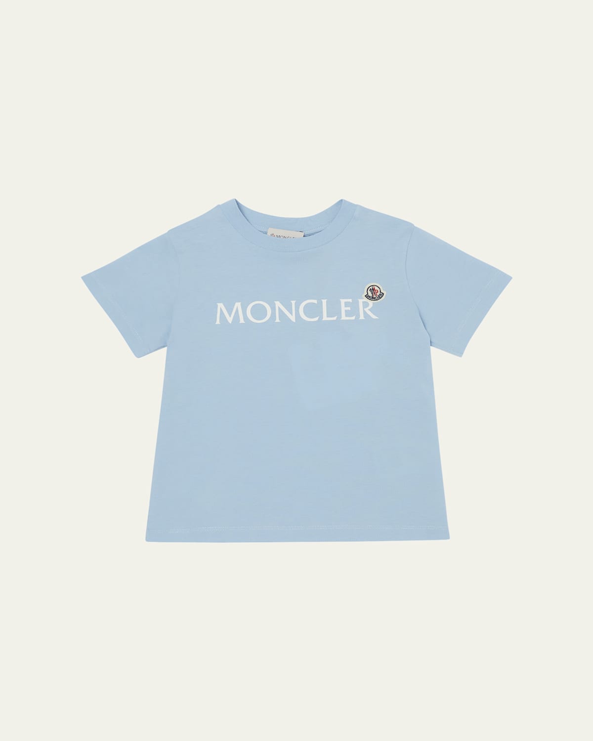 Moncler Kids' Boy's Embroidered Logo-print T-shirt In Blue