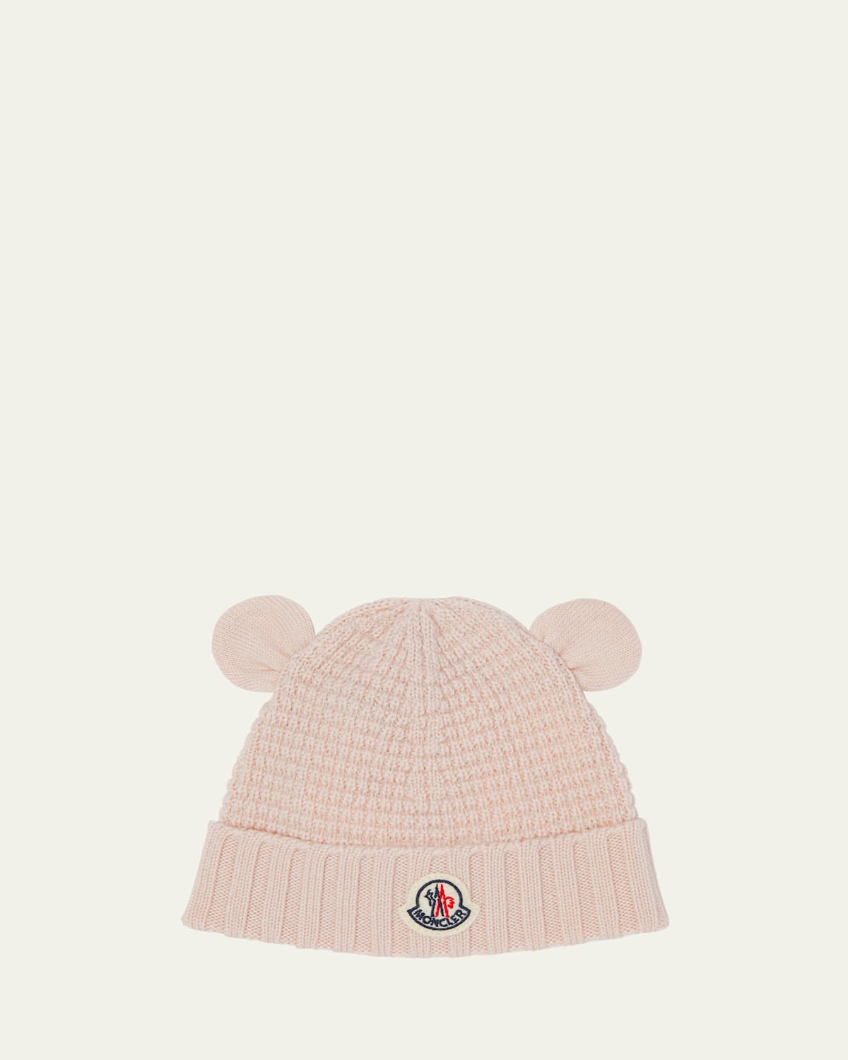 Moncler Kid's Knit Ears Wool Beanie In Pink