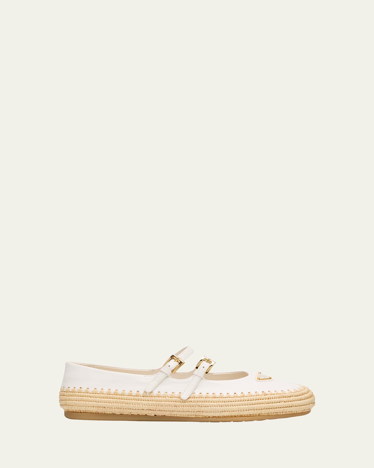 Prada Leather And Crochet Ballerinas In Avorio