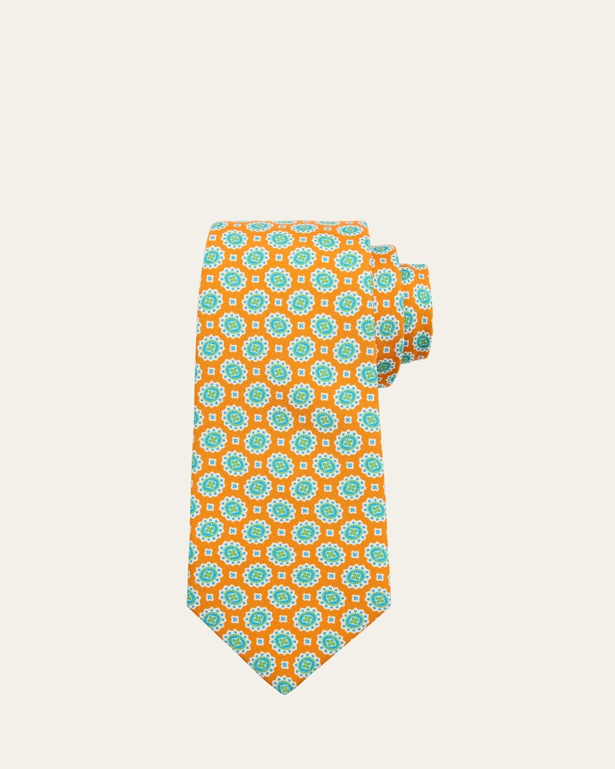 Kiton Men's Repeat Floral 7-fold Silk Tie In Ylw Mult