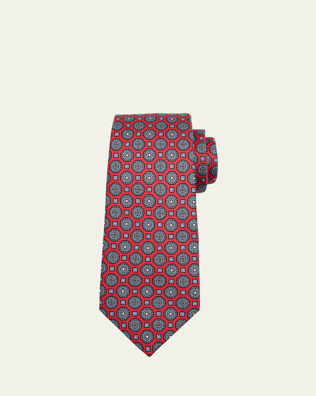 Kiton Men's Medallion Silk Tie In Red