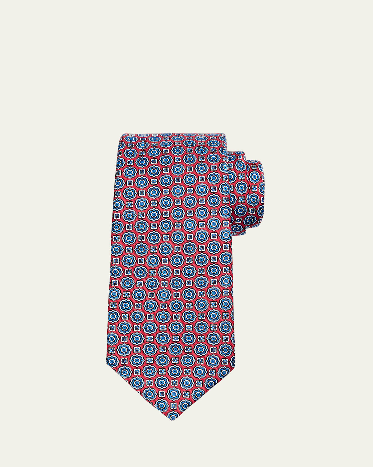 Kiton Men's Floral Medallion Silk Tie In Red