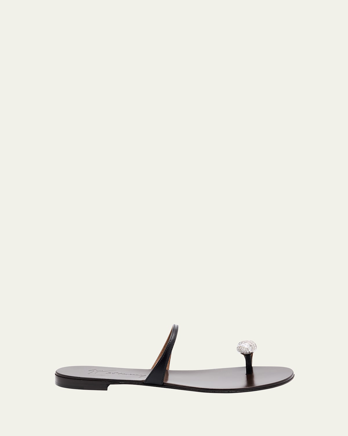 Giuseppe Zanotti Crystal Jewel Thin Strap Leather Sandals In Nero