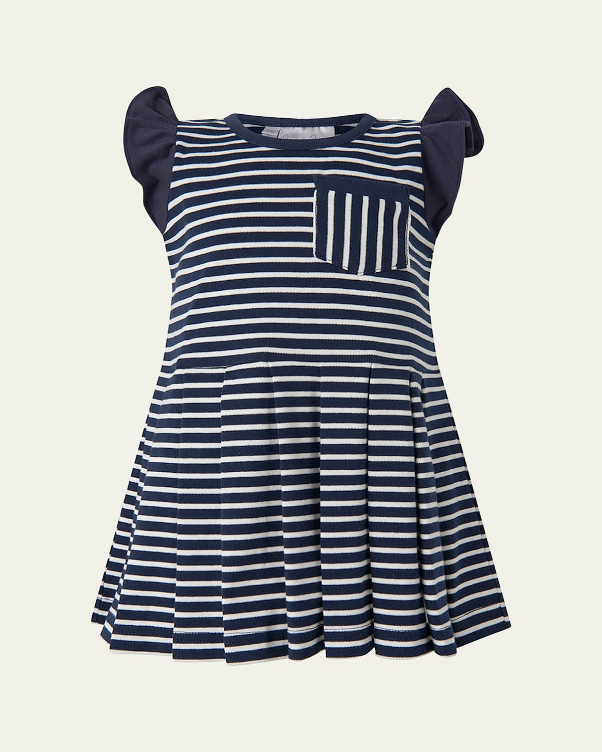 Rachel Riley Girl's Breton Striped Tennis Dress In Navy