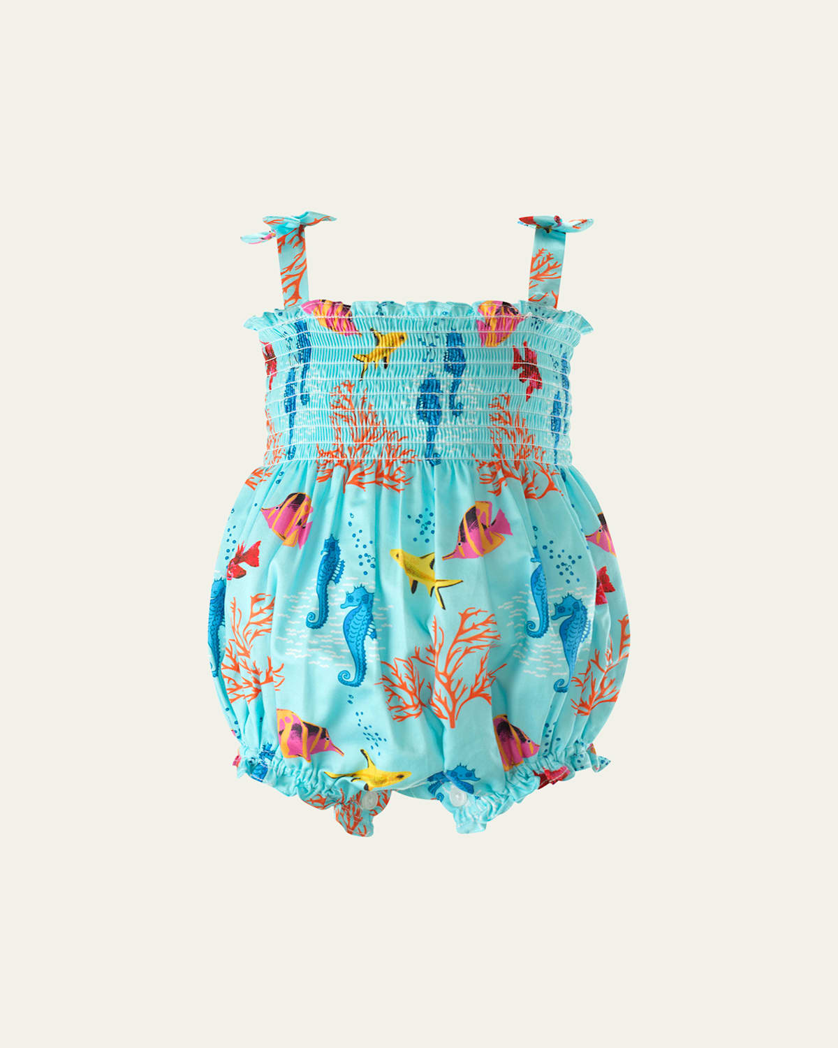 Rachel Riley Girl's Coral Reef Bubble Romper In Blue