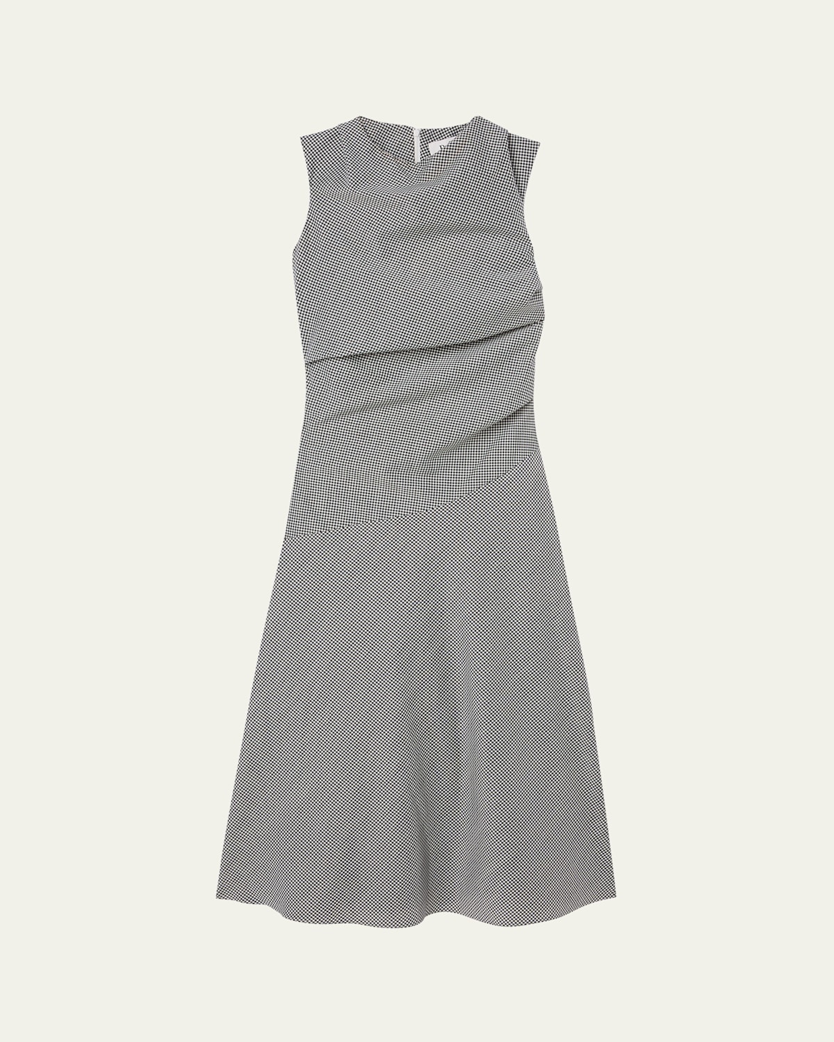 Draped Micro-Check Maxi Dress