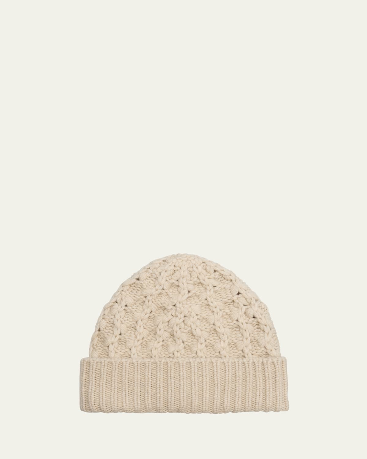 Loro Piana Valle Cable Knit Cashmere Beanie In Ivory Lace Melange