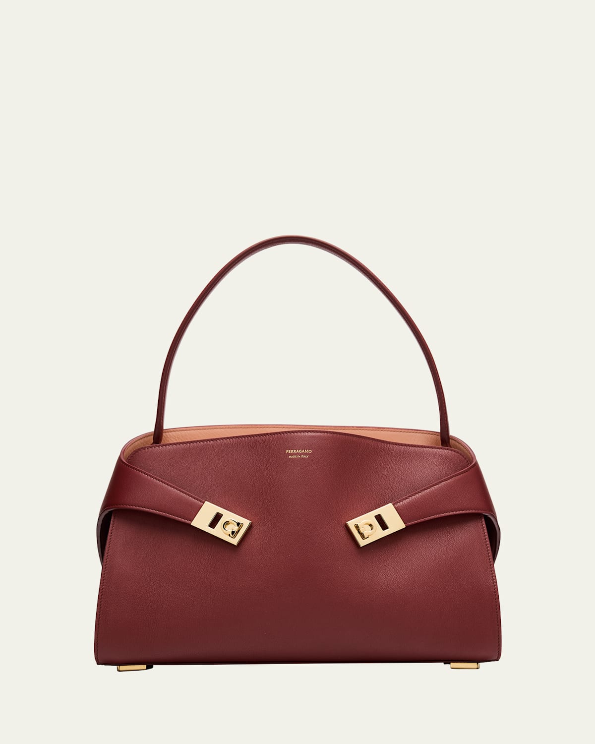 Shop Ferragamo Small Hug Soft Leather Bicolor Shoulder Bag In College Red