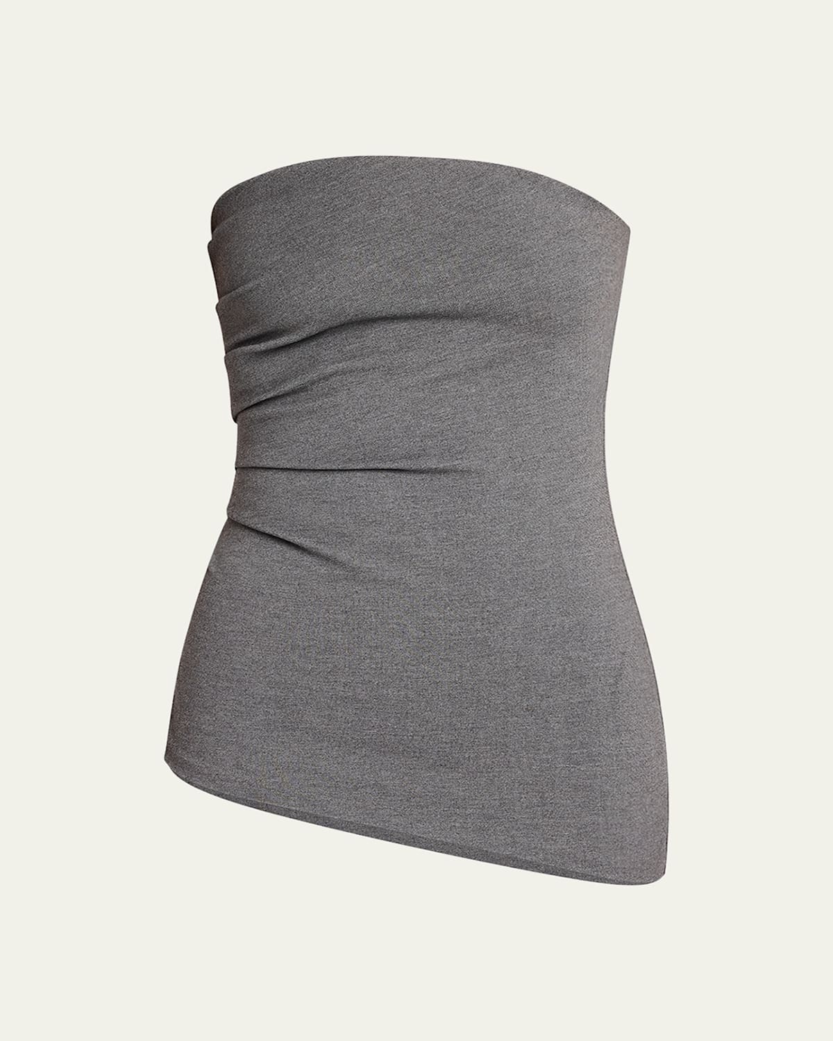 Rag & Bone Irina Shirred Strapless Top In Charcoal