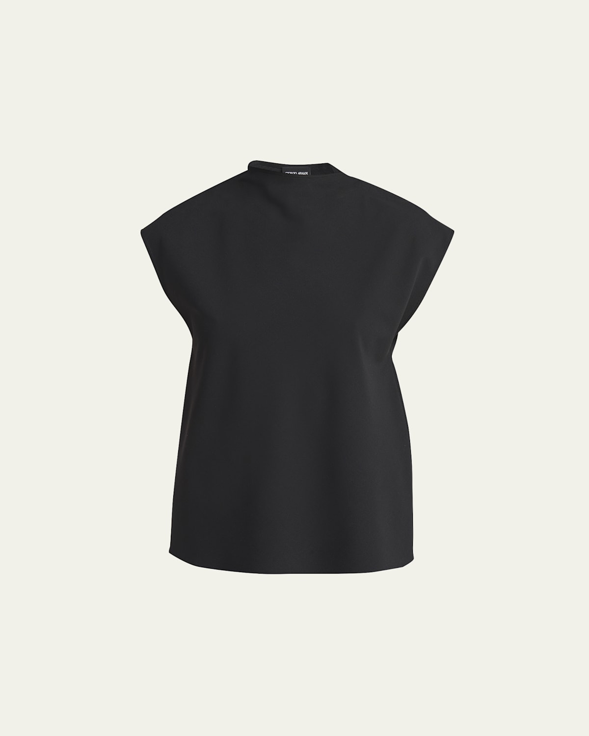 Giorgio Armani Stretch Wool Scarf Top In Solid Black
