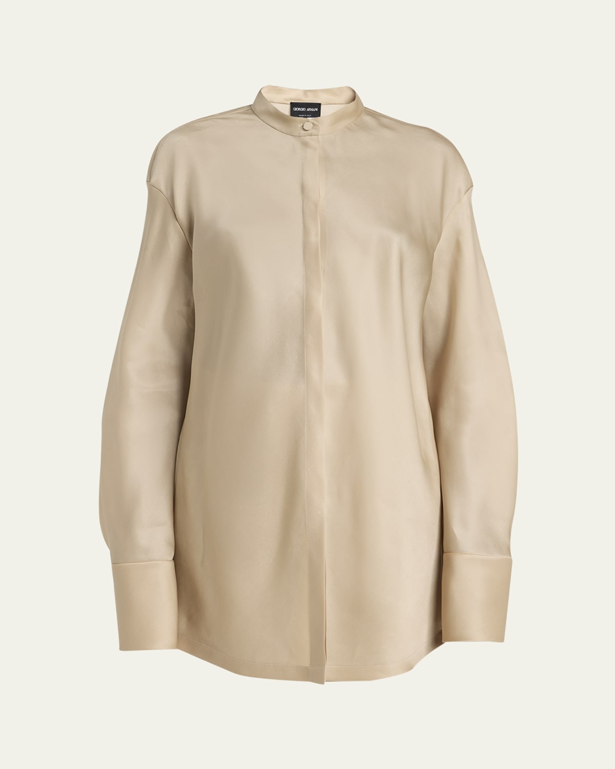 Giorgio Armani Organdy Button Down Blouse In Biege