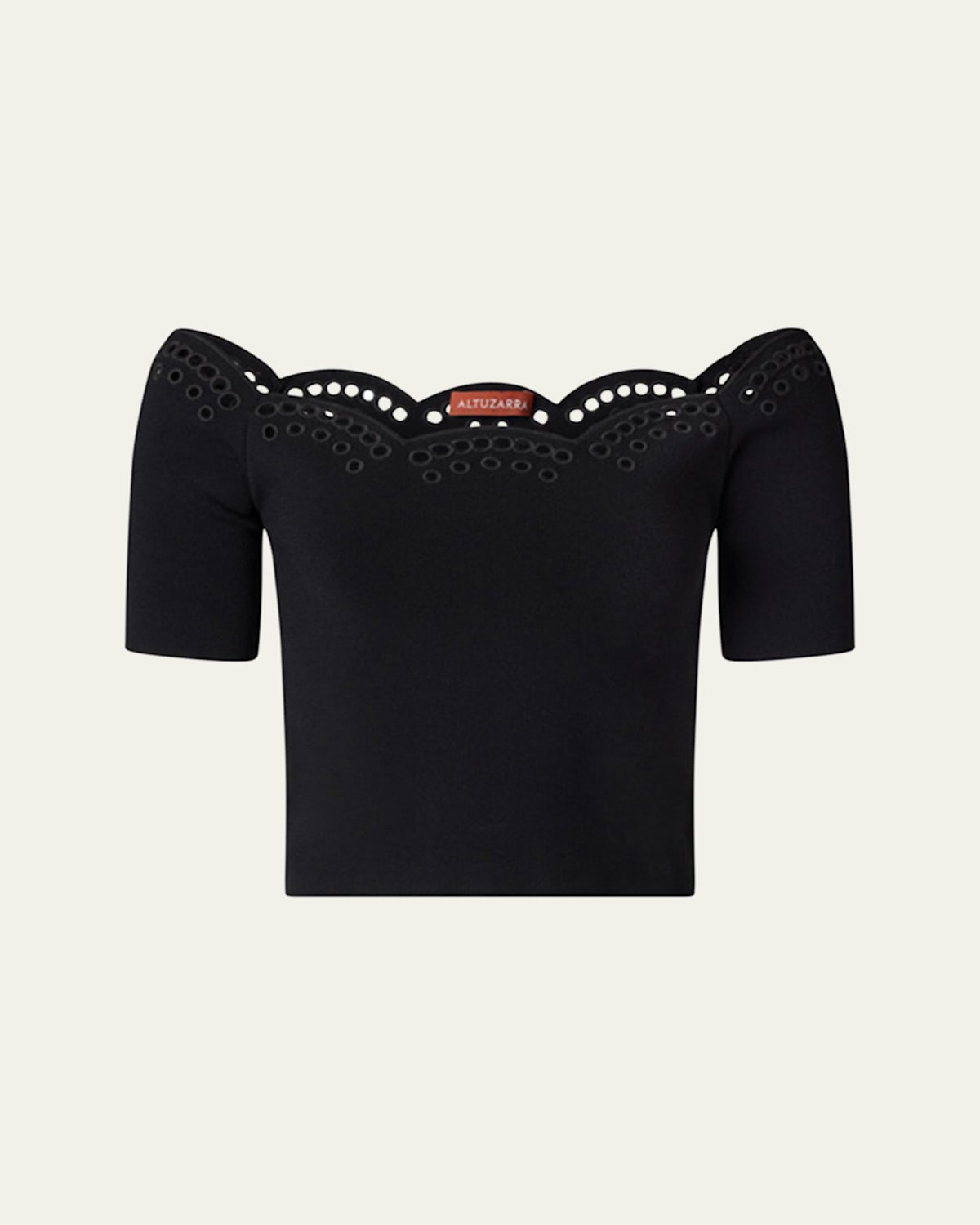 Altuzarra Posy Embroidered Knit Off-the-shoulder Top In Black
