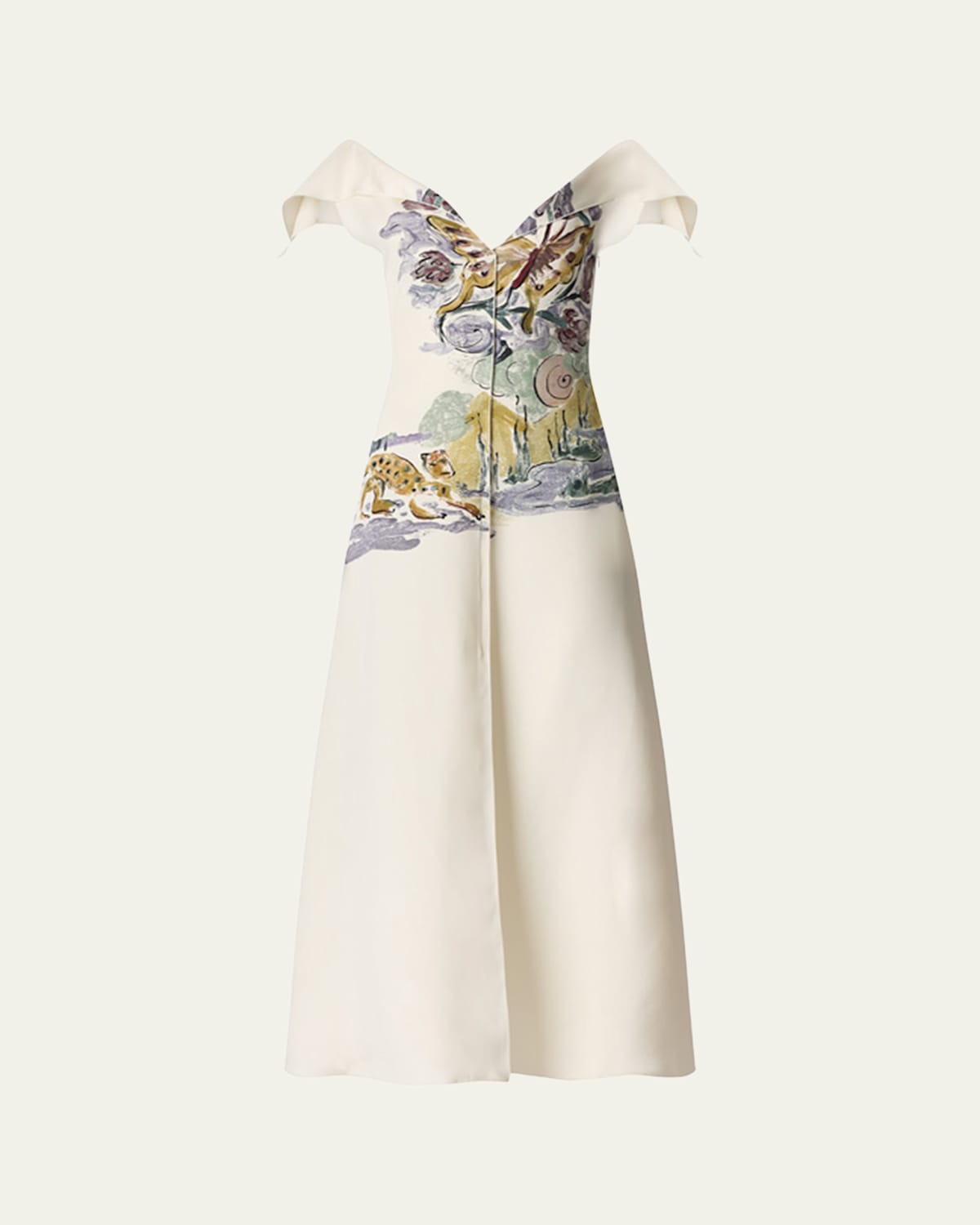 Altuzarra Jophee Drape Cap-sleeve Maxi Dress In Ivory Mythical Scene