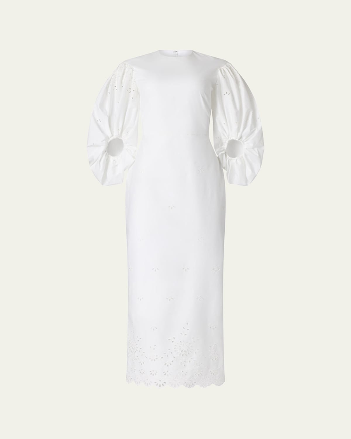 Altuzarra Danielle Balloon Sleeve Cotton Blend Eyelet Dress In Optic White