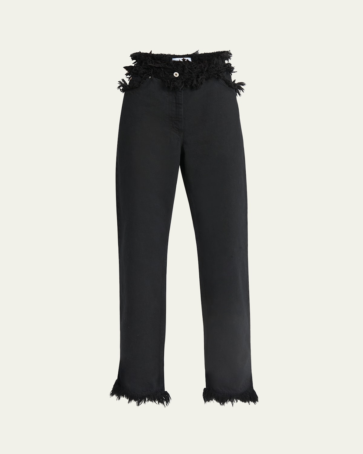Ferragamo Frayed High-rise Straight-leg Pants In Nero