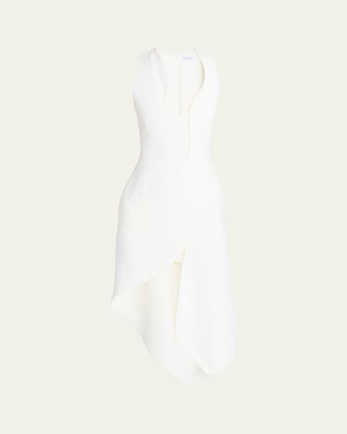 Shop Ferragamo Sleeveless High-low Midi Dress In Mascarpone