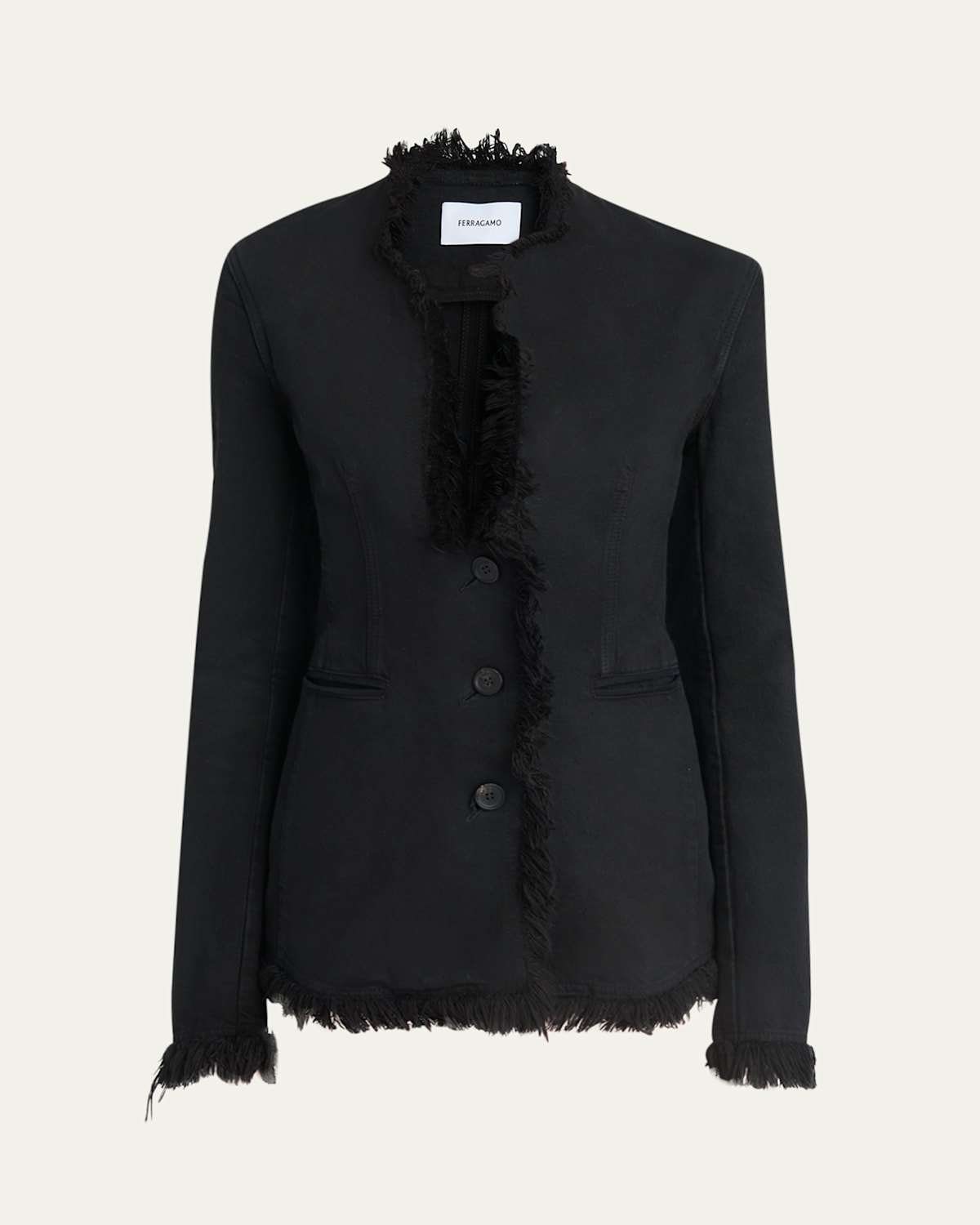 Fringe-Trim Plunge Blazer