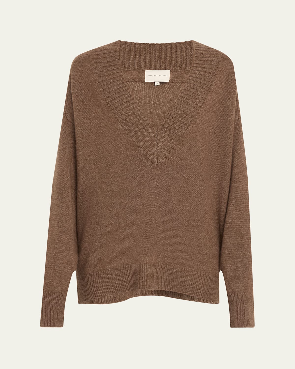 LOULOU STUDIO SAGE PLUNGING V-NECK CASHMERE OVERSIZED SWEATER 