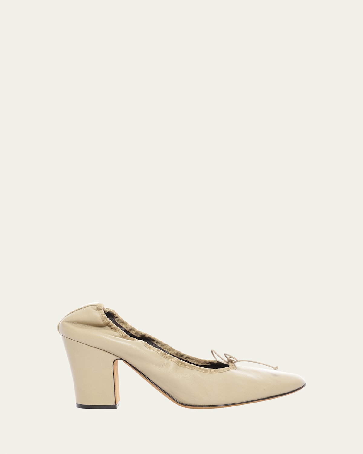 The Row Awar Lambskin Bow Ballerina Pumps In Iron Grey