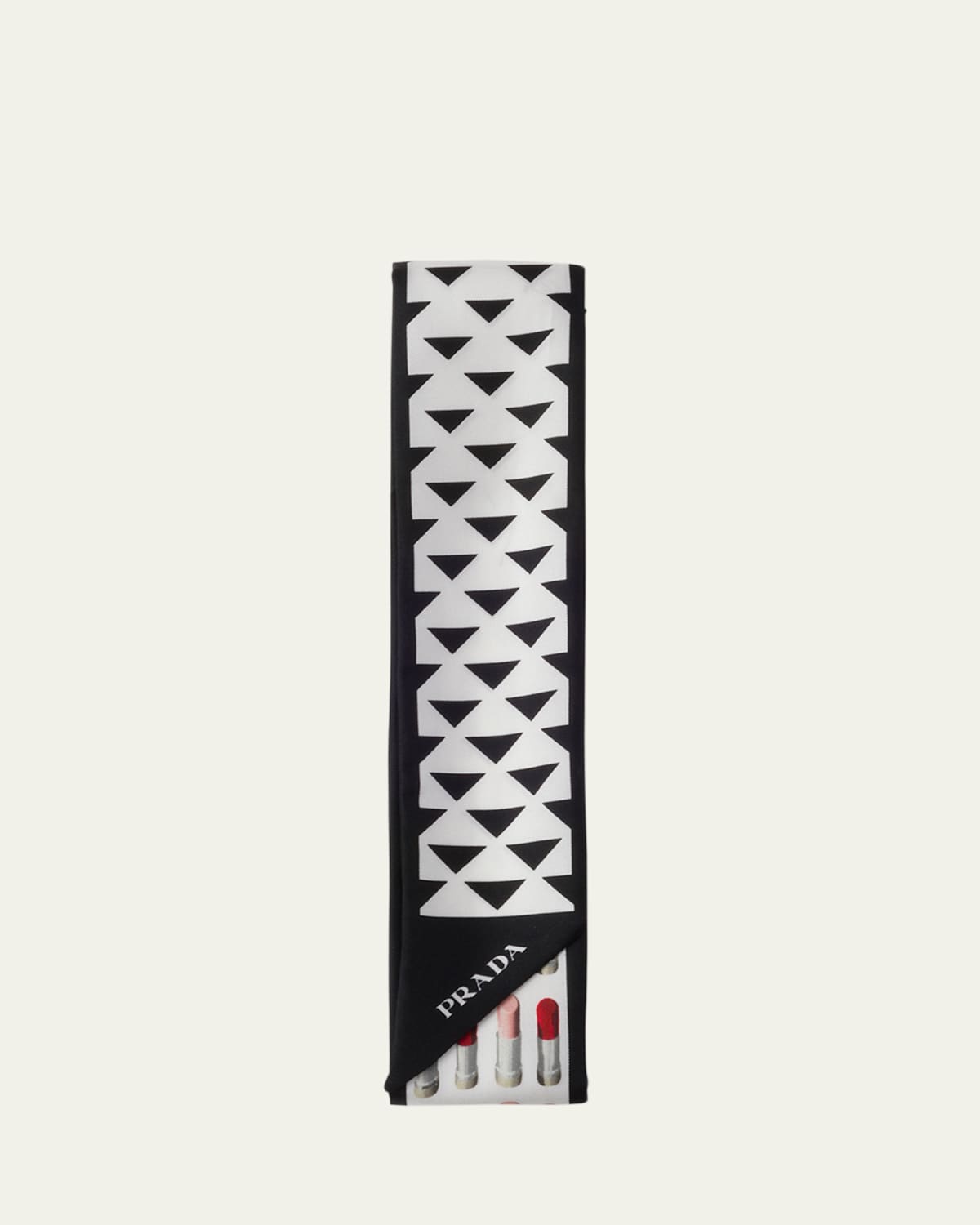 Shop Prada Triangle Symbole And Lipstick Degrade Print Silk Skinny Scarf