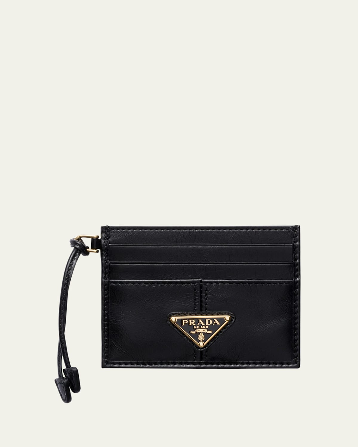 Prada Soft Leather Card Case In Black
