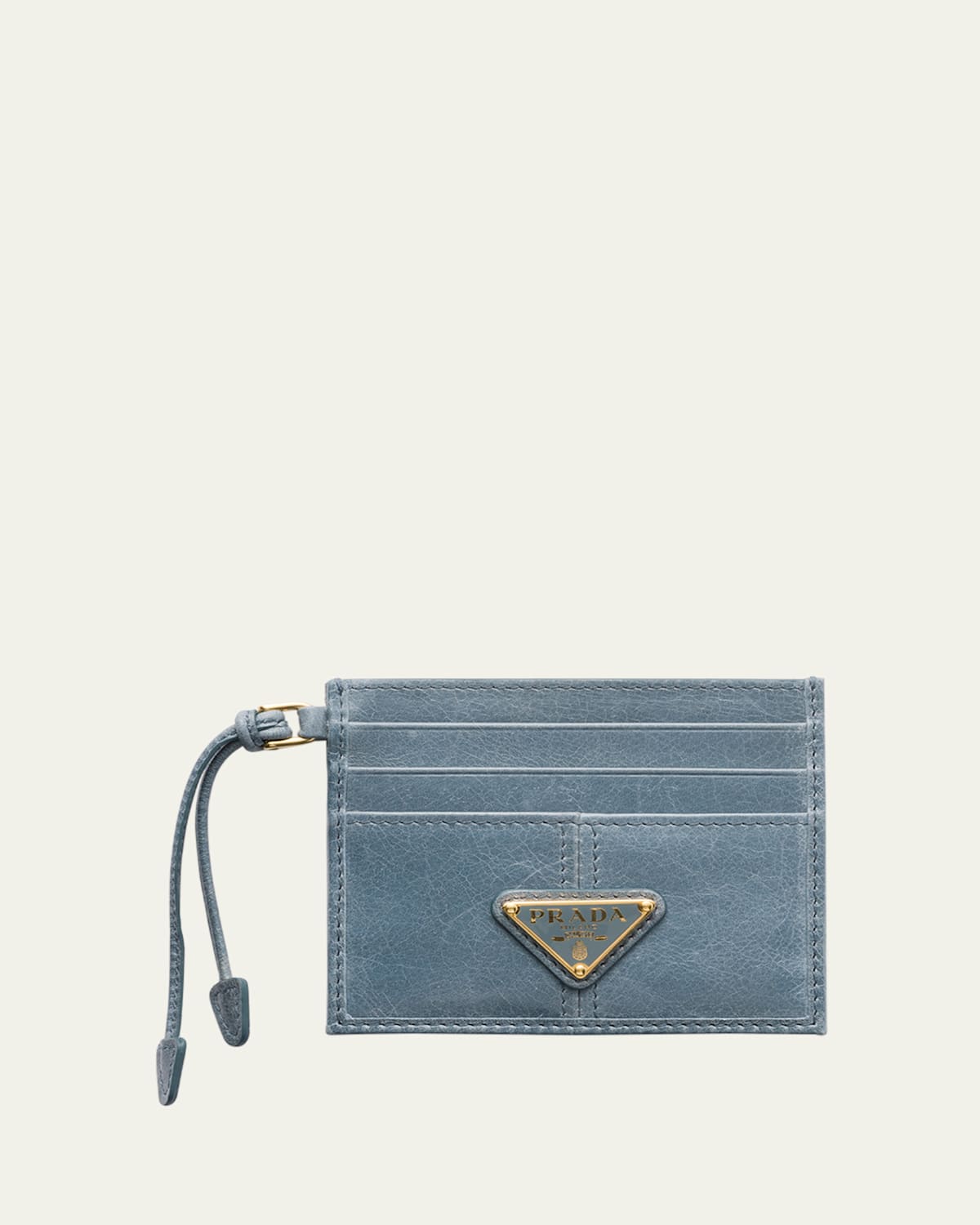 Prada Soft Leather Card Case In F0154 Avio